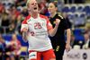 Stine Jørgensen jubler efter en scoring i kampen mod Montenegro. Foto: Lars Poulsen