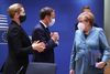 Statsminister Mette Frederiksen og Frankrigs præsident Emmanuel Macron kæmper begge hårdt for nationale fiskeriinteresser, mens Tysklands kansler Angela Merkel er begyndt at tale om nødvendigheden af et kompromis. Foto: Yves Herman/AFP