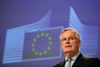 Det er EU-Kommissionen, som varetager forhandlingerne om et fremtidigt forhold med Storbritannien gennem et mandat fra EU-Parlamentet og EU-Kommissionen. Det er chefforhandler Michel Barnier, som står i spidsen for forhandlingerne. Foto: Johanna Geron/Reuters