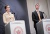 Der var ingen embedsmænd til stede i Statsministeriets spejlsal, da regeringen i form af statsminister Mette Frederiksen, sundhedsminister Magnus Heunicke og justitsminister Nick Hækkerup fredag her præsenterede planerne for yderligere grænseåbning. (Foto: Liselotte Sabroe/Ritzau Scanpix)