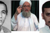 Tre af de mest eftersøgte medlemmer af al-Qaeda. Fra venstre Saif Al-Adel, i midten leder Ayman Al-Zawahiri og yderst til højre bombeprogrammør Ibrahim Hassan Al-Asiri.