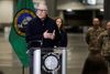 Guvernør i delstaten Washington Jay Inslee (billedet) beskylder præsident Donald Trump for at opildne til oprør. Arkivfoto: Jason Redmond/Reuters