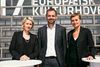 Borgmester Jacob Bundsgaard (S) med Aarhus 2017 fondens adm. direktør Rebecca Mattehews (tv) og programdirektør Gitte Just (th)