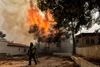 Magtesløse brandfolk kan ikke forhindre, at huse i Kineta tæt på Athen går op i flammer. Foto: Valerie Gache/Ritzau Scanpix