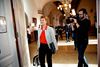 Eva Kjer Hansen på vej til det møde i Miljø- og Fødevareudvalget, som efterfølgende fik De Konservative til at udtrykke mistillid til ministeren. Foto: Polfoto