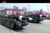 Pukkuksong-2 SLBM blev præsenteret ved en parade, der skulle markere 105-året for grundlæggeren af det nordkoreanske styre, Kim Il-Sung. Foto: KRT via AP