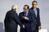 USA’s præsident Barack Obama til højre så på, mens den franske præsident François Hollande, i midten, talte med den indiske premierminister Narendra Modi på det særlige møde Mission Innovation ved klimatopmødet i Le Bourget i udkanten af Paris. Foto: Evan Vucci/AP