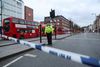 Den sædvanligvis ret travle Streatham High Street i det sydlige London blev spærret totalt af efter angrebet. Foto: Antonio Bronic/Reuters