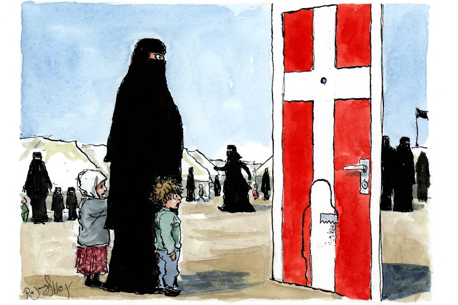 Danmark har hentet mødre og deres børn hjem fra flygtningelejre i Syrien. Takket være konventionerne. Arkivtegning: Rasmus Sand Høyer