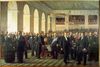 Maleriet ”Den Grundlovgivende Rigsforsamling” malet af Constantin Hansen 1860-1864 viser den forsamling af 152 mænd, som fra oktober 1848 diskuterede og udformede Danmarks første grundlov. Maleriet hænger på Det Nationalhistoriske Museum på Frederiksborg Slot.