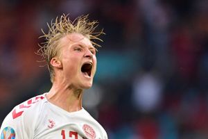 Kasper Dolberg havde ikke scoret for Danmark siden 8-0-sejren over Moldova i marts og var glad for EM-målene.