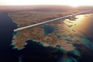 "The Line" hedder projektet i Saudi-Arabien, som vil bygge en 170 km lang fremtidsby. Ni millioner mennesker skal kunne bo i byen.
