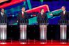 Jeb Bush (længst til højre) langede ud efter Donald Trump (tredje fra højre) og leverede sin klart bedste præstation hidtil i de republikanske tv-debatter.