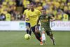 Kamil Wilczek (tv.) scorede til 1-0 mod FC Nordsjælland søndag aften på Brøndby Stadion. Foto: Tariq Mikkel Khan