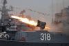 The Russian corvette Aleksin fires missiles during a parade marking Navy Day in Baltiysk in the Kaliningrad region, Russia July 31, 2022. REUTERS/Vitaly Nevar