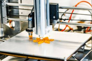 Indtil videre har man haft mest held med at printe grøntsagsmos af gulerødder i prototypen. Foto: Teknologisk Institut