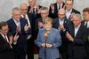 Angela Merkel hyldes i CDU's hovedkvarter i Berlin efter valgsejren. Foto: Matthias Schrader/AP