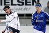 AGFs David Devdariani og Lyngbys Morten Karlsen i pokalkampen på Lyngby Stadion, som Lyngby fortjent vandt 3-2.