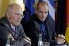 »Vi er enige om at være uenige. Sådan må jeg vist opsummere vores møde,« siger Tysklands finansminister Wolfgang Schäuble på pressemødet i Berlin med sin græske kollega Yanis Varoufakis.