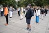 Elever fra Aarhus' ungdomsuddannelser demonstrerer foran rådhuset i Aarhus mod forlængelsen af den virtuelle undervisning, mandag den 24. august 2020. Arkivfoto: Henning Bagger/Ritzau Scanpix