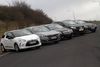 Vi har samlet de fem finalister til titlen Årets Brugtbil 2015. Fra venstre: Citroën DS3, årgang 2010-2014, Peugeot 508, årgang 2010-2014, Opel Insignia, årgang 2008-2013, Nissan Qashqai, årgang 2010-2014, og Mercedes C-Klasse, årgang 2007-2011. Foto: Flemming Haslund