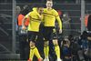 Jacob Bruun Larsen (th) jubler sammen med sin holdkammerat Paco Alcacer under Champions League-opgøret mod Monaco. Foto: Martin Meissner/AP