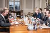Statsminister Helle Thorning-Schmidt (S) til møde med en række partiledere om det danske retsforbehold, som danskerne skal stemme om senest i marts næste år. Arkivfoto: Jonas Olufson/Polfoto