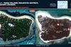 This combination handout image released on January 17, 2022 by the United Nations Institute for Training and Research (UNITAR) shows an ESRI Basemap satellite image taken on November 5, 2020 (L) buildings in Kolofo'ou, Tonga, and a CNES/Airbus DS satellite image taken on January 16, 2022 (R) of the same area covered in volcanic ash following the eruption of the Hunga Tonga-Hunga Ha'apai underwater volcano on January 15. (Photo by Handout / various sources / AFP) / RESTRICTED TO EDITORIAL USE - MANDATORY CREDIT "AFP PHOTO / UNITAR / CNES/AIRBUS DS / ESRI BASEMAP" - NO MARKETING - NO ADVERTISING CAMPAIGNS - DISTRIBUTED AS A SERVICE TO CLIENTS