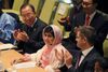 Malala Yousafzai fra Pakistan talte om børns rettighed til uddannelse ved FN's Generalforsamling i New York.