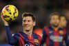 Messi (billedet) åbnede scoringen efter otte minutter, og kort efter blev det 2-0, da Luis Suarez sendte en perfekt timet tværbold ind til sin angrebsmakker, der kunne score i et tomt mål.