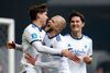 FC København har grund til at juble - ikke bare over resultatet af søndagens kamp, men en hel sæson, hvor det er blevet til gevinst på selv halvblege dage. På billedet tiljubles Robert Skov af Nicolai Boilesen og Jonas Wind for udligningen til 1-1 i kampen mod Brøndby. Foto: Jens Dresling/Ritzau Scanpix
