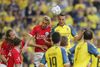 Kamil Wilzcek scorede to gange for Brøndby mod Silkeborg. Foto: Jens Dresling