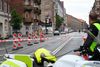Afspærring efter eksplosion ved nærpolitistationen på Hermodsgade på Nørrebro i København lørdag. Foto: Philip Davali