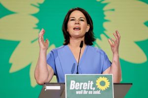 Annalena Baerbock slap ikke videre heldigt fra sin tale på De Grønnes partikongres. Foto: Axel Schmidt/Reuters