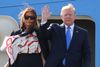 Præsident Donald Trump i Standsted Airport med førstedamen Melania Trump. Foto: Isabel Infantes/AFP