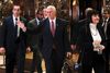 Den kommende vicepræsident Mike Pence var i teatret, da skuespillerne pludselig havde en besked til ham. Foto: Carolyn Kaster/AP