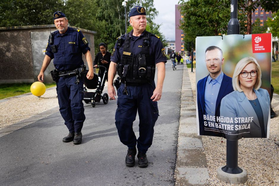 Den 11. september blev der afholdt valg i Sverige, hvor det stigende antal drab og den øgede kriminalitet naturligt fyldte meget i valgkampen. Foto: Gregers TRycho