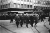 Danmark var fra 1940-1945 besat af Nazi-Tyskland. Her ses en nazi-demonstration ved Hornblæseren på Rådhuspladsen - med nazilederen Fritz Clausen i spidsen. Arkivfoto: Tage Christensen