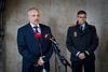 Pressemøde på Københavns Politigård med PET's operative chef Flemming Drejer og Københavns Politis chefpolitiinspektør Jørgen Bergen Skov (med briller). Foto: Liselotte Sabroe/Ritzau Scanpix