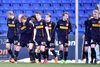 Mikkel Damsgaard, FC Nordsjælland (nummer tre fra venstre) jubler med holdkammeraterne efter sin scoring til 0-1 i Alka Superligakampen mod Randers FC i Randers. Foto: BO AMSTRUP