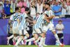 Soccer Football - FIFA World Cup 2026 - Quarter Final - Argentina v Switzerland - Kansas City Stadium, Kansas City, Missouri, U.S. - July 11, 2026 Argentina's Julian Alvarez celebrates scoring their second goal with Jose Manuel Lopez IMAGN IMAGES via Reuters/Denny Medley
