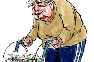 Ældreplejen bør fortsat varetages af professionelle fagpersoner og kan ikke alene overdrages til pårørende, mener skribenten. Arkivtegning: Rasmus Sand Høyer 