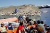 Færgen lægger til i Pothia, den største by på Kalymnos. Foto: Per Bang Thomsen