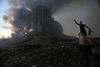 Flammer og røg steg mod himlen, og Beirut oplevede rystelser som ved et jordskælv. Foto: AFP