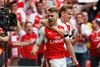 Arsenal's Aaron Ramsey fejrer sin scoring i finalen. Foto: Kirsty Wigglesworth/AP