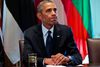 En tænksom præsident Obama udlægger de mulige krigsplaner efter et møde fredag med baltiske ledere i Det Hvide Hus. Foto: Pablo Martinez Monsivais/AP