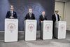 Skatteminister Kasper Lauritzen, finansminister Claus Hjort Frederiksen, statsminister Lars Løkke Rasmussen og erhvervs- og vækstminister Troels Lund Poulsen præsenterer regeringens udspil for udflytning af offentlige arbejdspladser.
