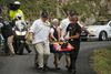 Styrtet skete, da Richie Porte sad i en mindre gruppe med blandt andre Chris Froome (Sky) foran feltet. Porte fejlvurderede et sving på den smalle vej og fløj over styret. Foto: AP
