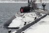 Den russiske atomubåd "St. Daniil Moskovsky" på basen i Kolahalvøen. Ruslands militære aktivitet i Arktis stiger. Arkivfoto: AP