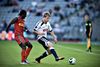 AGF's Jesper Juelsgård og FC Nordsjællands Ernest Asante. Foto: Anita Graversen